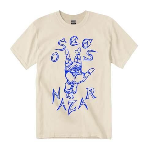 HAND / WHITE TEE with BLUE INK